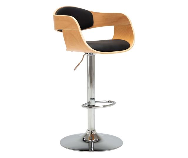 Barski stoli, 2 kosa, črni, upognjen les in umetno usnje