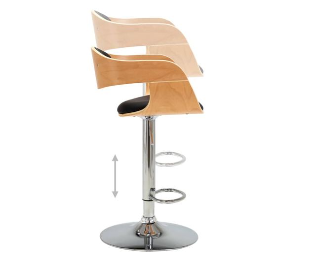 Barski stoli, 2 kosa, črni, upognjen les in umetno usnje