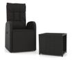 Комплект градински шезлонги, 2 броя, Черен, Полиратан и стомана thumbnail 2