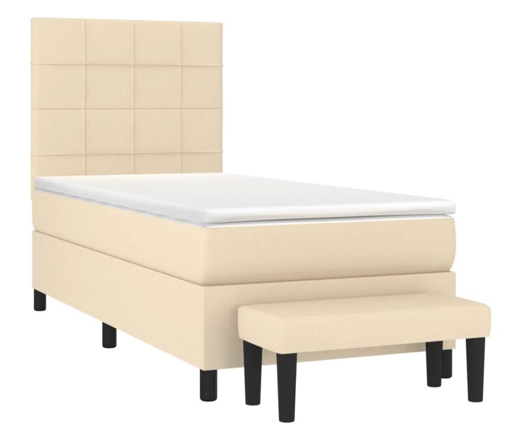 Box spring krevet s madracom, krem, 80x200 cm, tekstil - 3