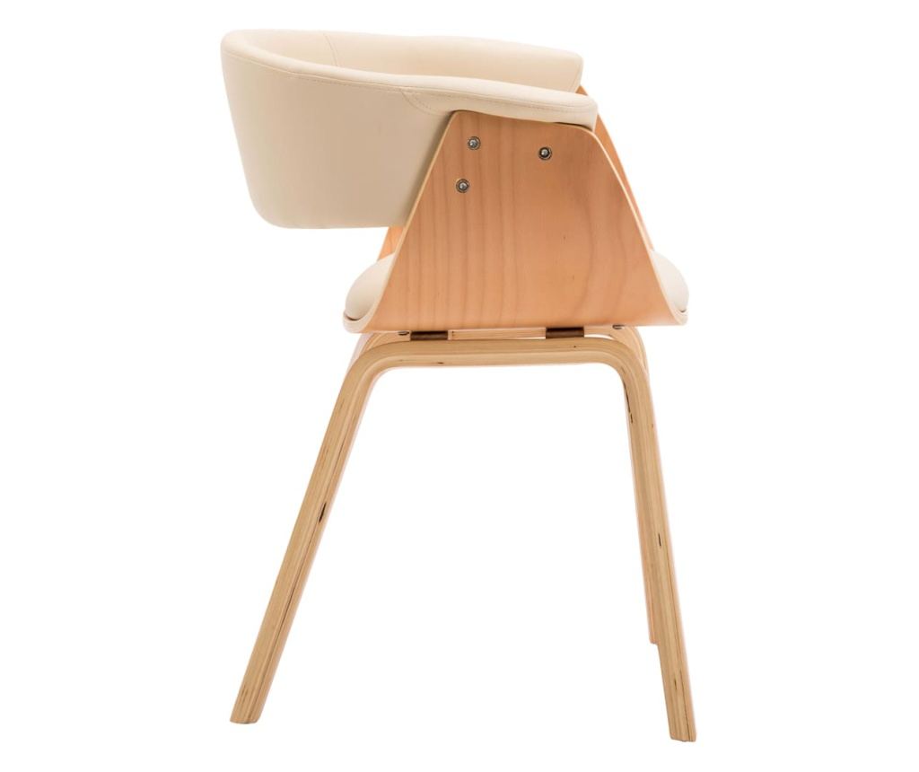 Kuhinjski stol, krem barva, upognjen les in umetno usnje - 4