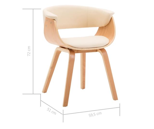 Kuhinjski stol, krem barva, upognjen les in umetno usnje