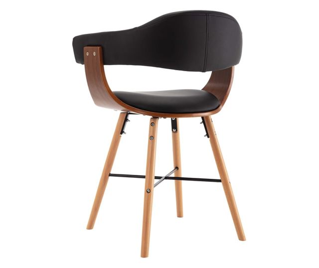 Jedilni stoli 6 kosov črno umetno usnje in upognjen les