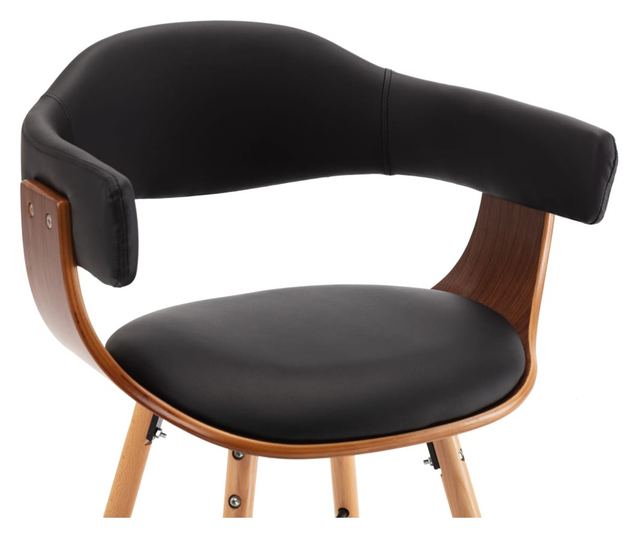 Jedilni stoli 6 kosov črno umetno usnje in upognjen les