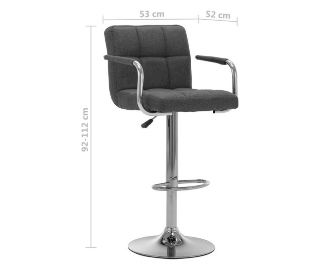 Barski stol, temno siv, blago