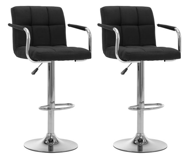 Barski stoli, 2 kosa, črni, blago