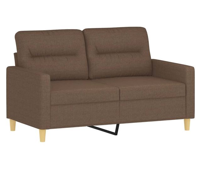 Комплект дивани от 3 части с възглавници, кафяв, плат