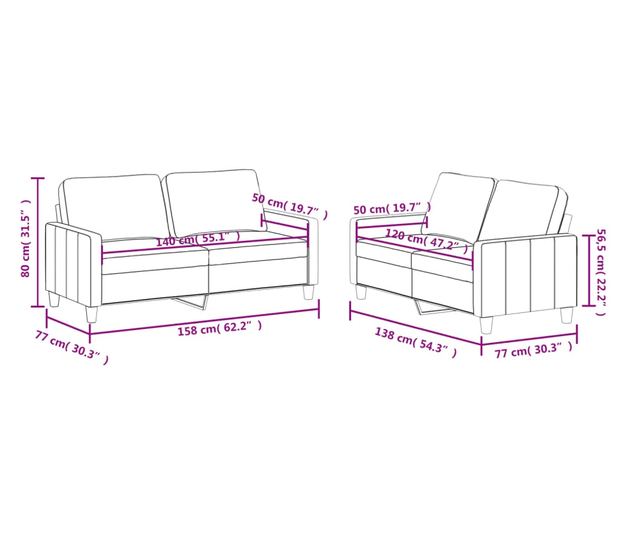 Дивани 2 части с възглавници виненочервен изкуствена кожа