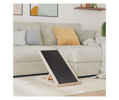 Rampa pentru caini, gri, 70x35 cm, lemn masiv de brad