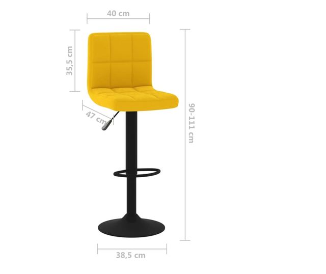 Barski stoli, 2 kosa, gorčično rumena, žamet