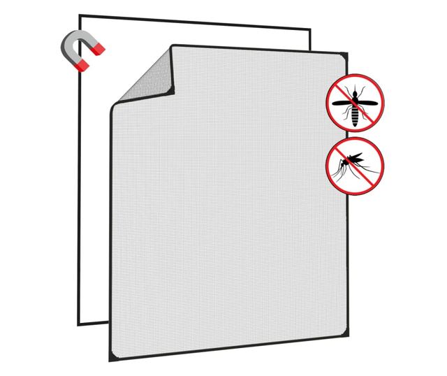 Магнитна мрежа против насекоми за прозорци, антрацит, 120x140 см