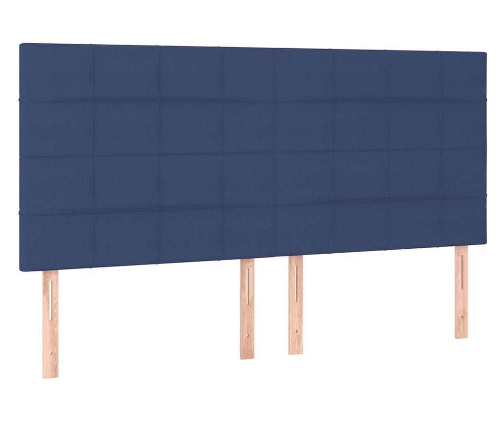 Пружинно легло с матрак и LED, синьо, 200x200 см, текстил - 7