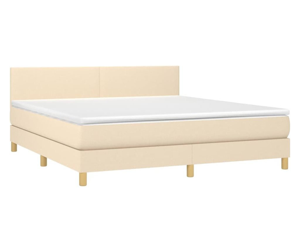 Krevet s madracem i LED rasvjetom, krem, 160x200 cm, tekstil - 3