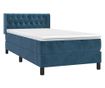 Боксспринг легло с матрак, тъмносиньо, 90x200 см, кадифе