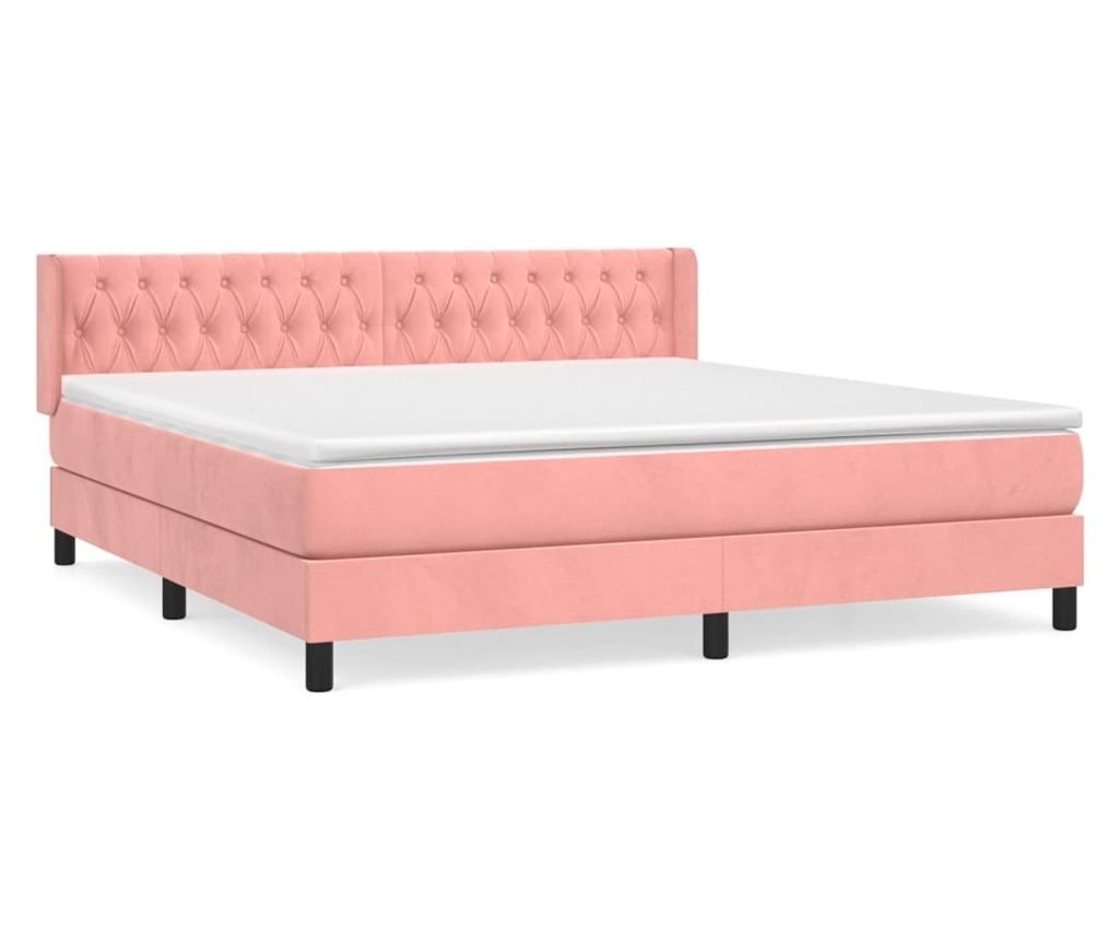 Боксспринг легло с матрак, розово, 180x200 см, кадифе - 2