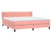 Боксспринг легло с матрак, розово, 160x200 см, кадифе