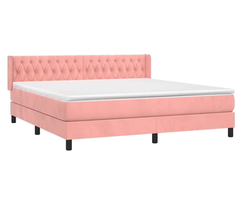 Боксспринг легло с матрак, розово, 180x200 см, кадифе - 3