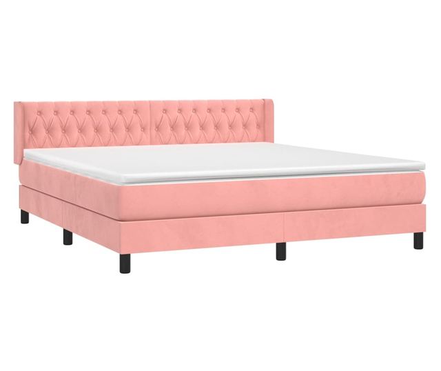 Боксспринг легло с матрак, розово, 160x200 см, кадифе
