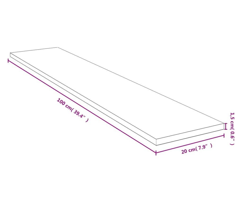 Стенен рафт, 100x20x1,5 см, бамбук - 4