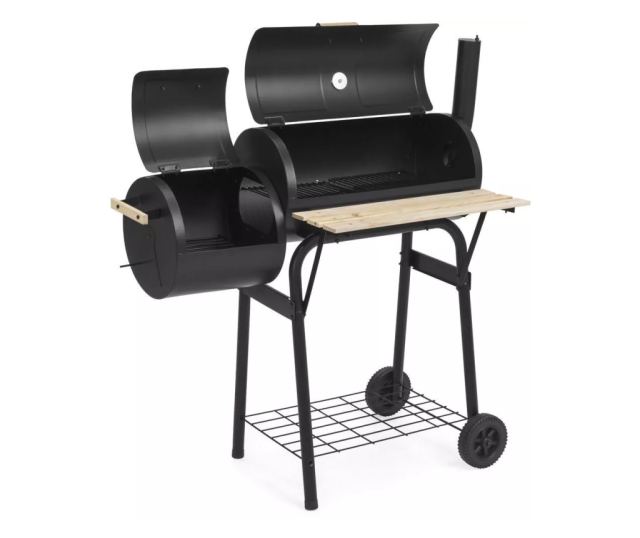 2v1 BBQ gril a smoker na dřevěné uhlí
