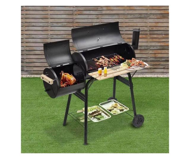 2v1 BBQ gril a smoker na dřevěné uhlí