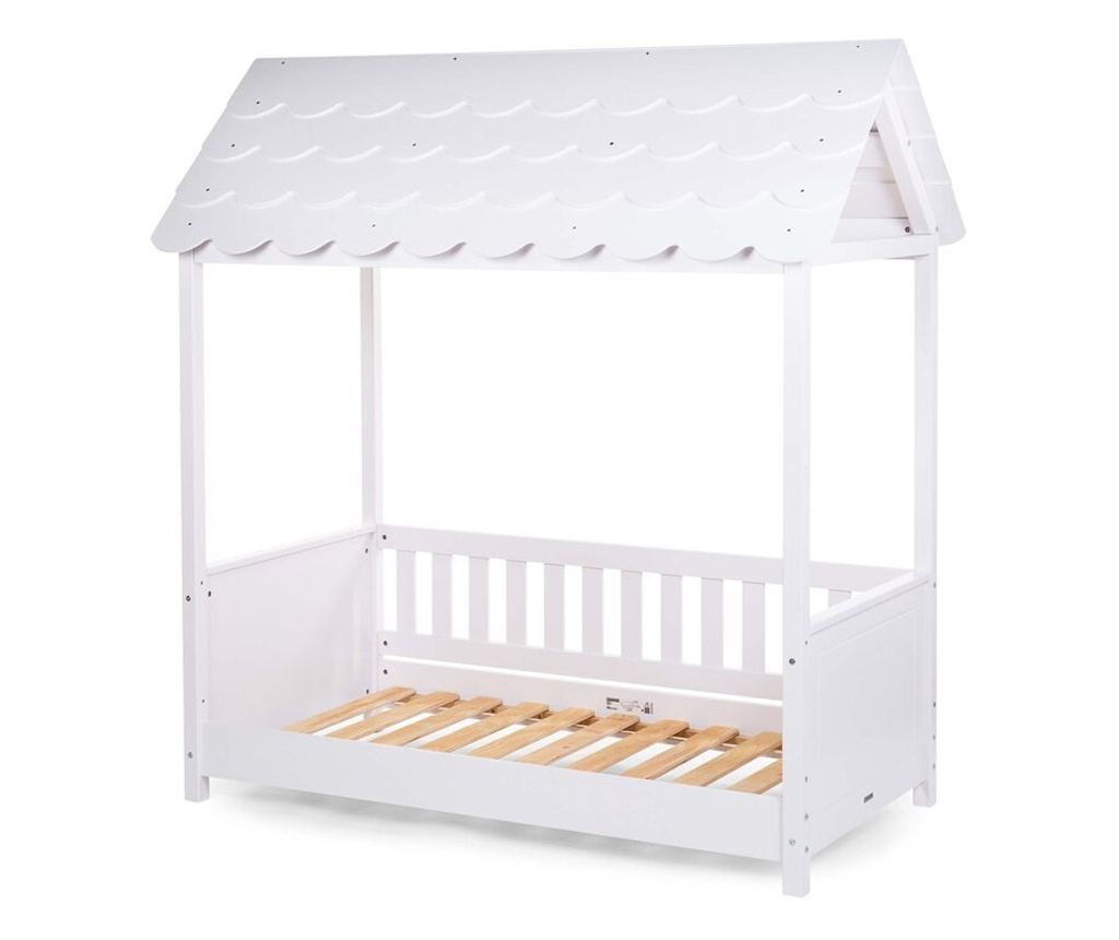 Pat Casuta Childhome cu protectii laterale 70x140 cm Lemn Alb - 3