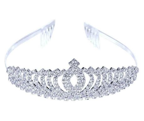 Tiara v obliki krone, za poroko, krst, obletnico ali druge dogodke, srebrne barve, dimenzije 13 x 4,5 cm, znamka ssmedi