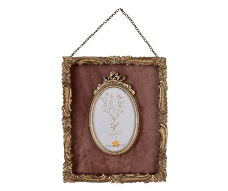 Zidni okvir za slike od poliresina/baršuna zlatne/bordo boje 23x3x28 cm, 10x15 cm