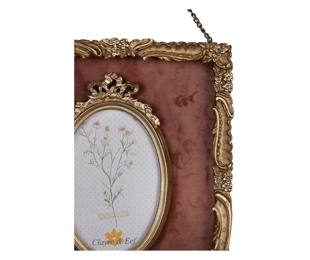 Rama foto de perete polirasina aurie catifea visinie 23x3x28 cm, 10x15 cm - 3