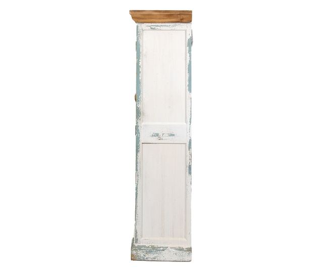 Biało-brązowa drewniana szafka 76x38x151 cm