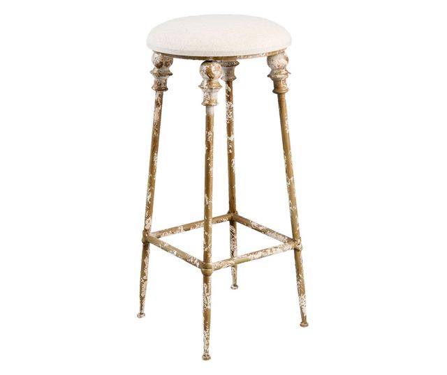 Smeđa željezna barska stolica od krem tekstila 34x78 cm