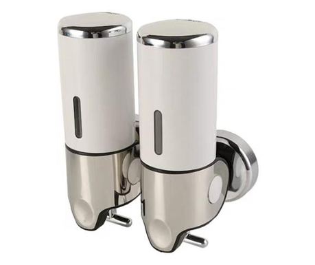Dozator sapun lichid dublu culoare alba 500ml/segment TRENDY S