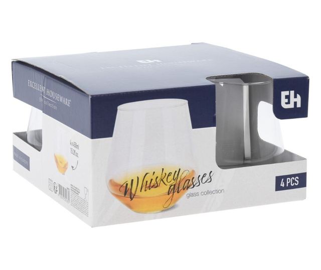Set 4 pahare pentru whiskey, 450 ml, Excellent Houseware