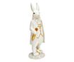 Figurina iepuras, costum alb/auriu, 13x36x11 cm