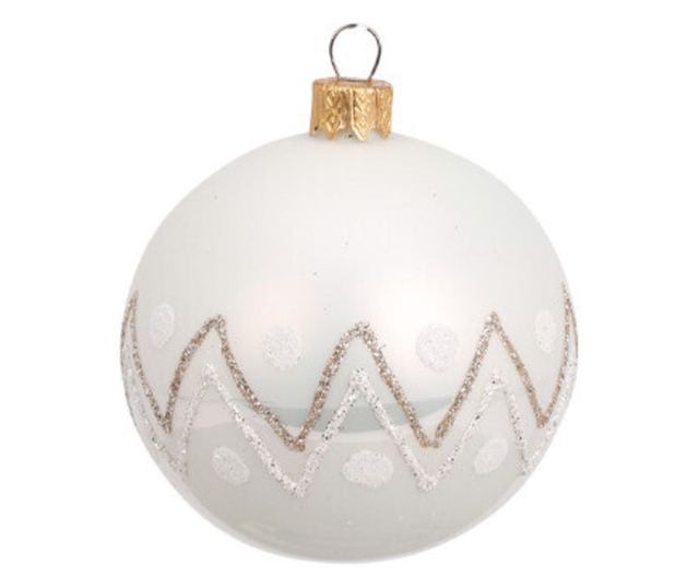 Üveg gömb, ZigZag minta, 8 cm