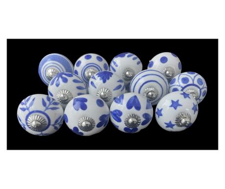 12 db-os vintage stílusú porcelán bútorgomb szett