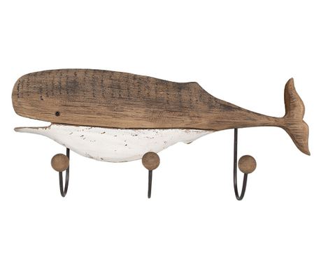 Obešalnik za plašče Les Železo Bela Rjava Kit 53x10x23 cm
