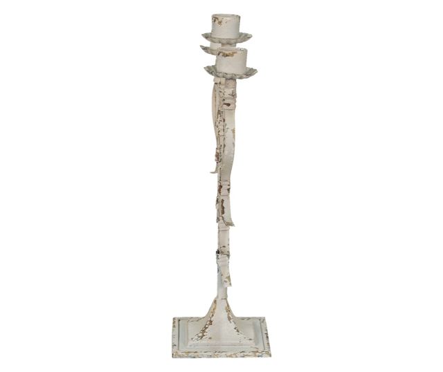 Antički bijeli metalni svijećnjak 28x12x42 cm
