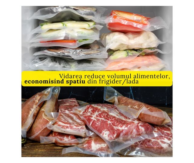 Set 100x Pungi Vidat Alimente MRG M1119, 25x17 cm, Universale,Reutilizabile, fara BPA, Transparente, Compatibile cu Toate Aparat