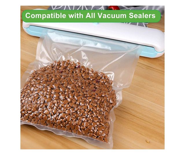 Set 100x Pungi Vidat Alimente MRG M1119, 25x17 cm, Universale,Reutilizabile, fara BPA, Transparente, Compatibile cu Toate Aparat