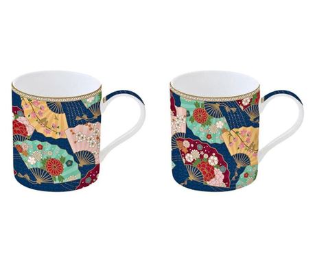 Set 2 căni, din porțelan, EasyLife, 350 ml, Kyoto