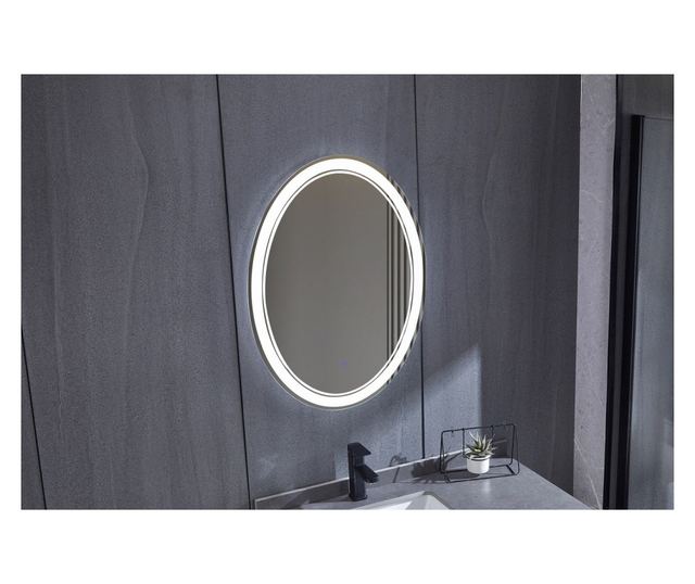 Oglinda baie Emily, ovala, 60x80 cm, iluminare led, buton touch