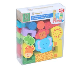 Set constructie din lemn Marionette animale salbatice 20 piese