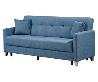 Canapea extensibila Etna, 3 locuri, material textil, blue, lada depozitare