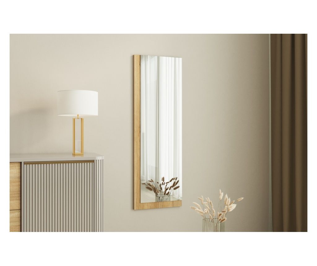 Ogledalo LARIYA, NATURAL, bela barva, naravno
