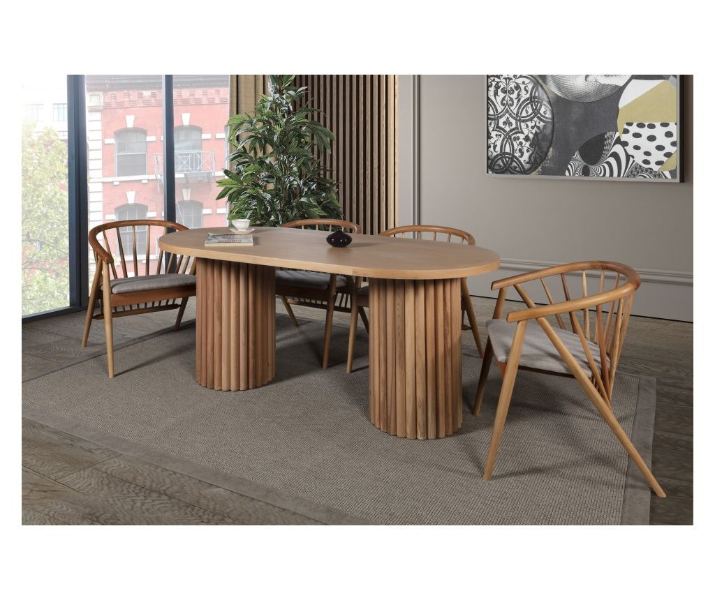 Dining table and chairs (5 pieces) RIVA MASA T, natural