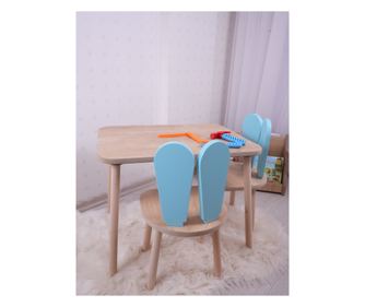 Σετ παιδικού τραπεζιού BUNNY, Baby blue, καφέ χρώμα