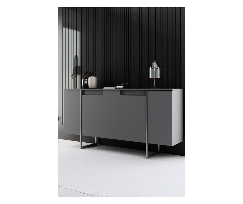 Komoda LUXE, antracit, srebrna boja