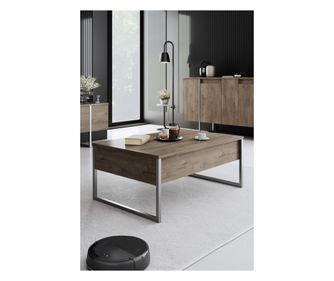 Măsuță de cafea LUXE, culoare nuc, culoare argintie