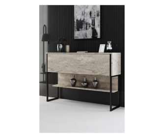 Komoda LUXE, barva Travertine, černá barva
